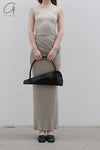 OUDE WAAG knitted asymmetric suspender vest OW-23SS-TP06 meters gray